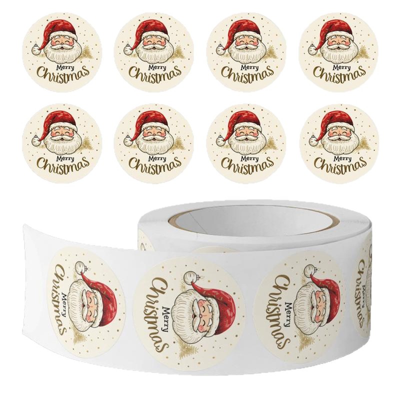 Sticker Label Roll - 500pcs/Roll Stiker Santa Claus Natal Selamat